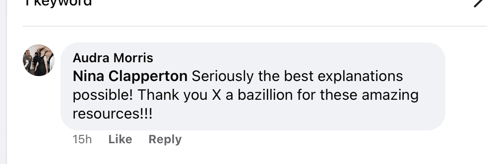 "Audra Morris
Nina Clapperton Seriously the best explanations possible! Thank you X a bazillion for these amazing resources!!!"
